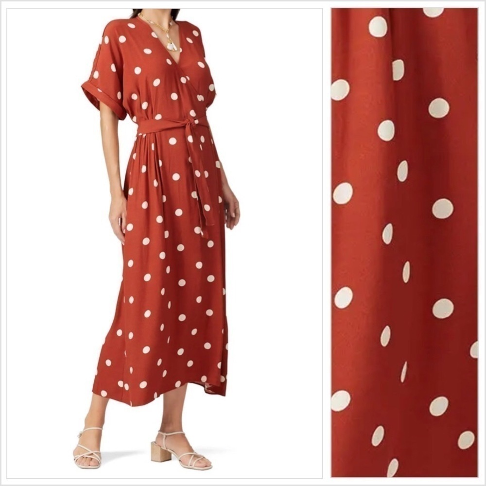 Just Female Caia Dress in bam red polka dot aop M size
